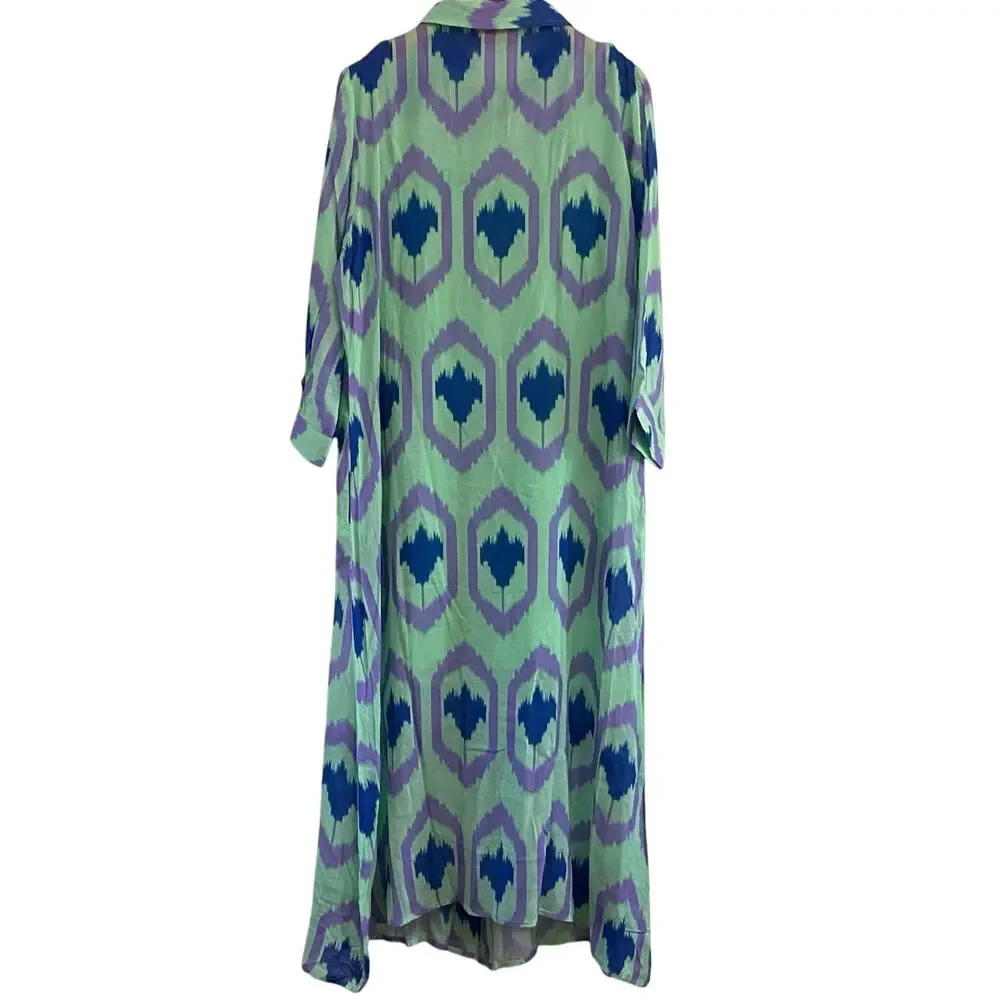 Oliphant Green and Blue Midi Dress - Picture 2 of 13
